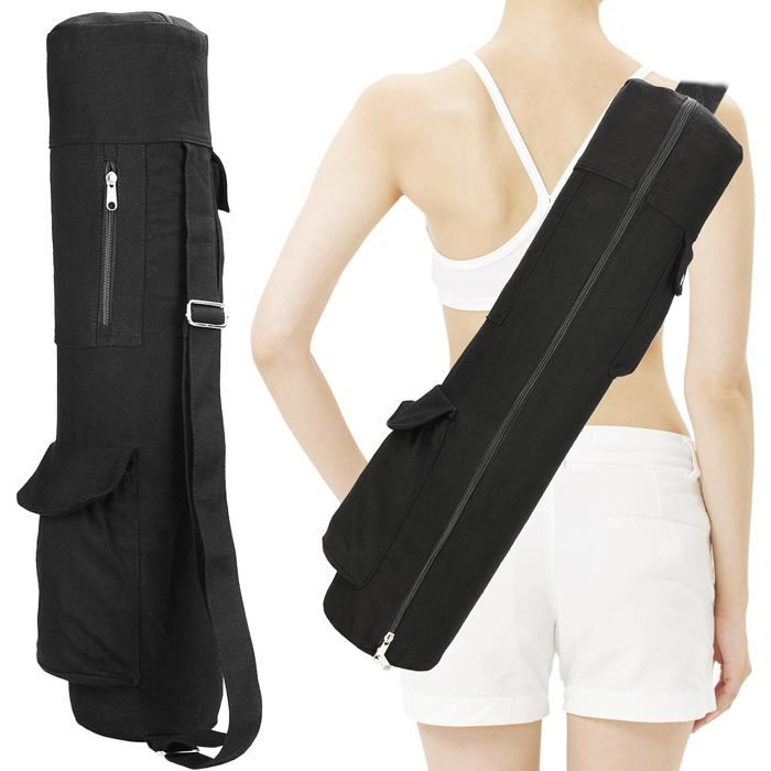 Sac de yoga avec compartiment de rangement et bandoulière ajustable le yoga le fitness et le Pilates 69 × 16 × 16 cm noir