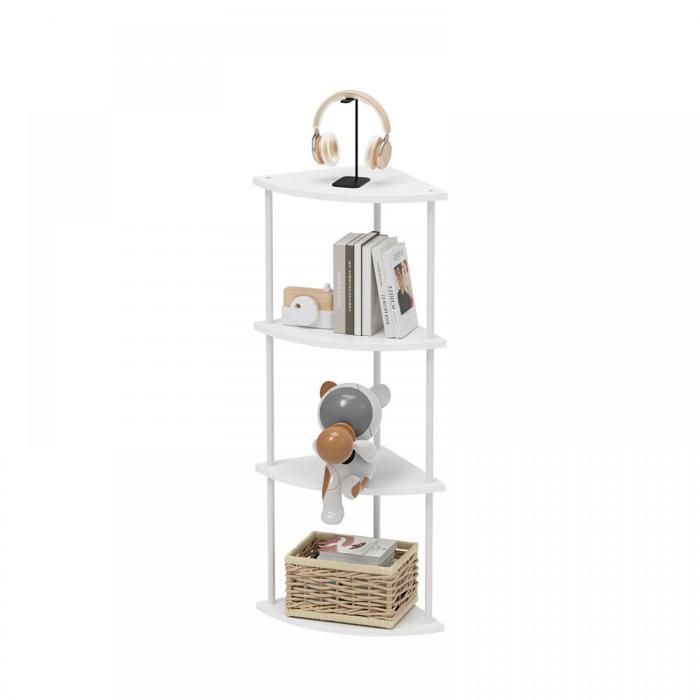 Étagère dangle à 4 niveaux-MENGDA-Meuble de rangement polyvalent-Pour salon chambre bureau-30*30*93cm-Blanc