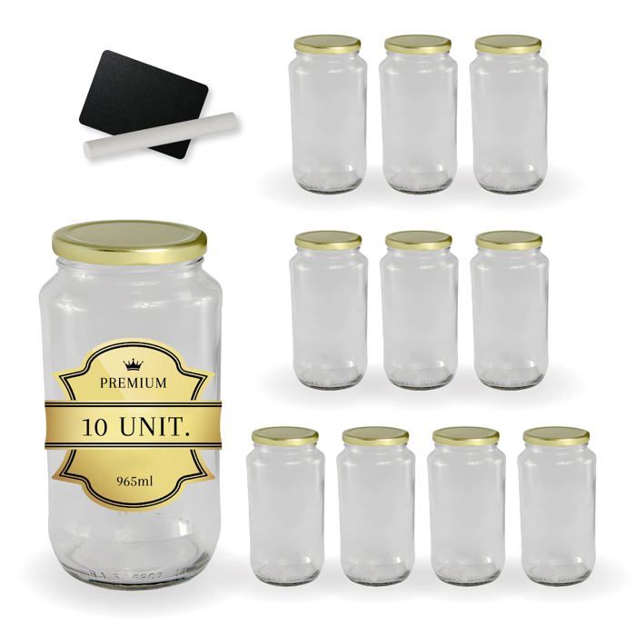 Espirito Rebelde 10x Bocaux en Verre 965ml avec Couvercle +