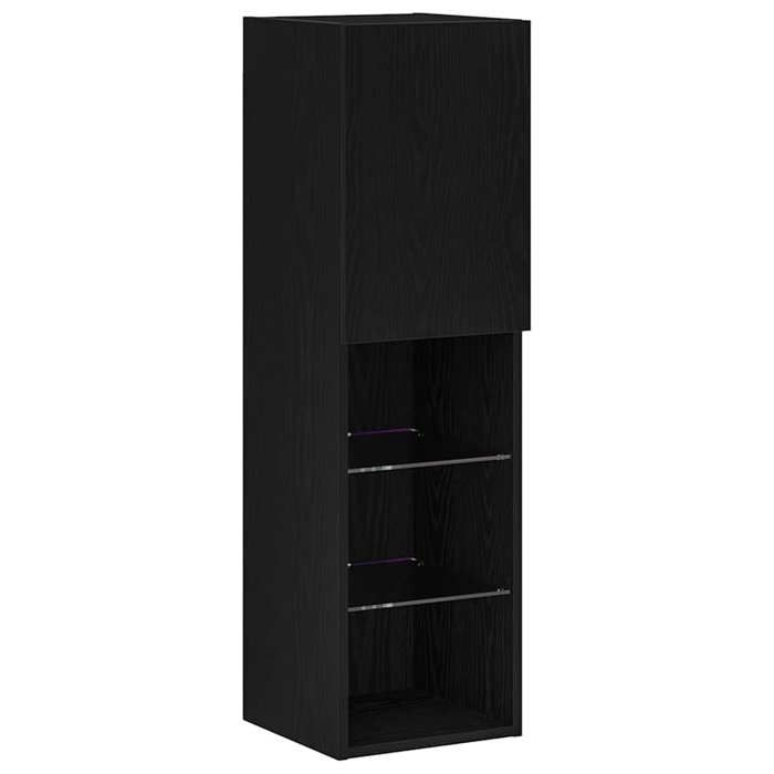 Ensemble meubles TV - vidaXL - TV LED - bois dingénierie - chêne noir - 305 x 30 x 102 cm - 1 porte à charnières{xpf79b}