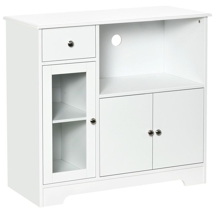 Meuble micro-ondes – Panneau MDF anti-basculement – pour cuisine et salle à manger – 90x40x82 cm Blanc