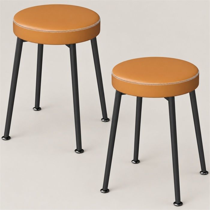 Lot de 2 chaises de salle à manger rondes chaises de cuisine empilables avec assise rembourrée en PU marron et noir