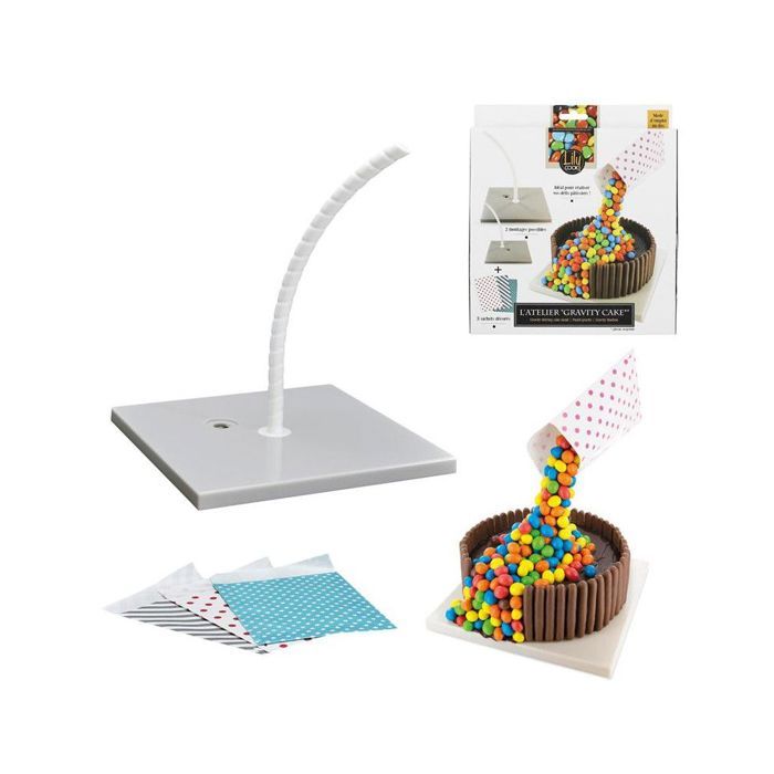 Accessoires De Patisserie Coffret A Gateaux L 24 Cm X L 24 Cm Gravity 28 Cm Gris Cdiscount Maison