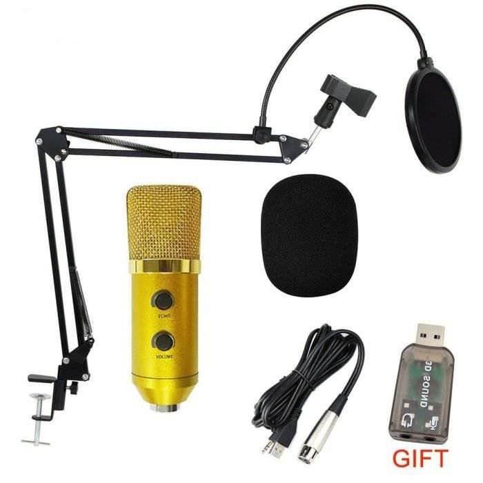 Microphone à Condensateur podcasting Studio Enregistrement Professionnel  Kit micro avec Packaging HB015 Bon Matériel