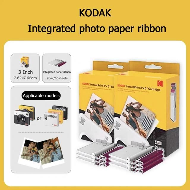Papier photo pour imprimante de téléphone portable Kodak C210R Minishot - 3  pouces 60 feuilles - Cdiscount Appareil Photo