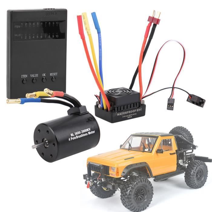 3650 3900KV carte de programme de moteur sans balais 60A ESC avec BEC étanche pour voiture 1-10