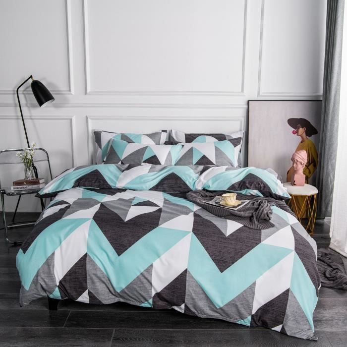Housse De Couette Microfibre 220x240 Cm + 2 Taies - Style Paris - Fermeture Éclair Et Attaches - Lavable Machine - Parure Adulte 2 Personnes - 9