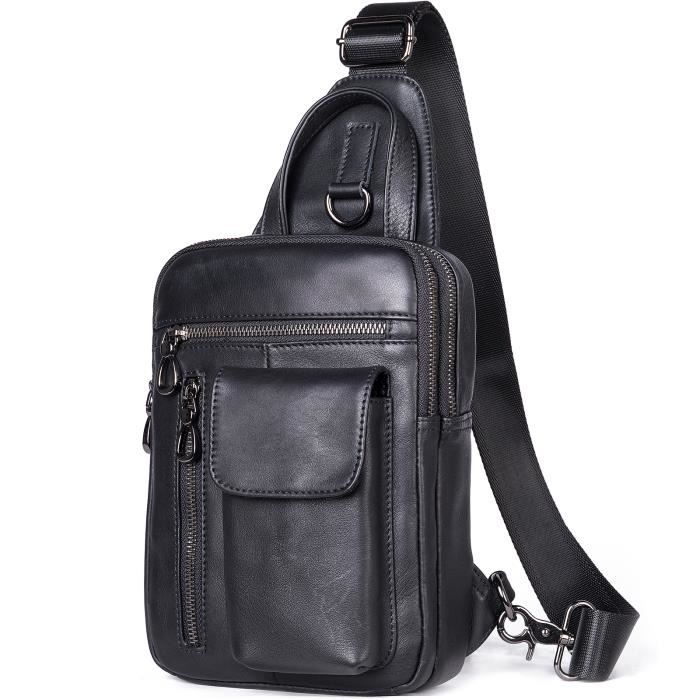 Sac Bandoulière Homme Étanche - Sacoche Sling Bag Avec Prise Écouteurs | Pour Voyage, Sport