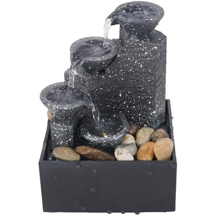 Fontaine De Bureau Décorative Avec LED Multicolore - Sons D'Eau Apaisants, Pompe Silencieuse - Décoration Zen Salon, Chambre, Bureau