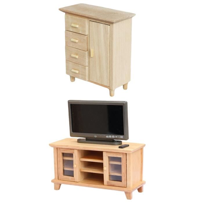 Miniature Bois TV armoire télé table meubles Modèle Pour 1:12 