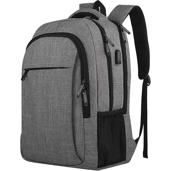 Sac à Dos Ordinateur 17.3 Pouces Imperméable Sacoche PC Portable Sacs a Dos  Grande Capacité Sac à Dos de Voyage avec Chargement USB Gris - Cdiscount  Bagagerie - Maroquinerie