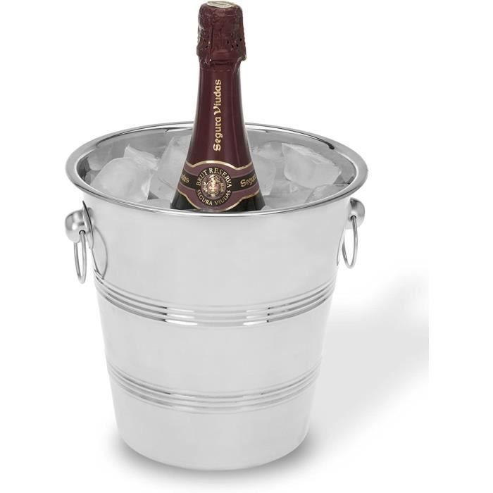 Seau à Champagne Inox à Anneaux 18 cm - Pujadas - La cave