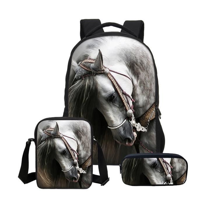 Sac Dos Gar ons Sac d cole Primaire Cartable Cheval avec Sac