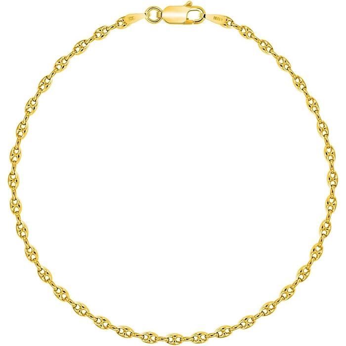 Chaine Or Planetys - Chaîne Maille Singapour Argent 925/1000 Plaqué Or Jaune 18 Carats Largeur 1 Mm 40 Cm Chaine En Or