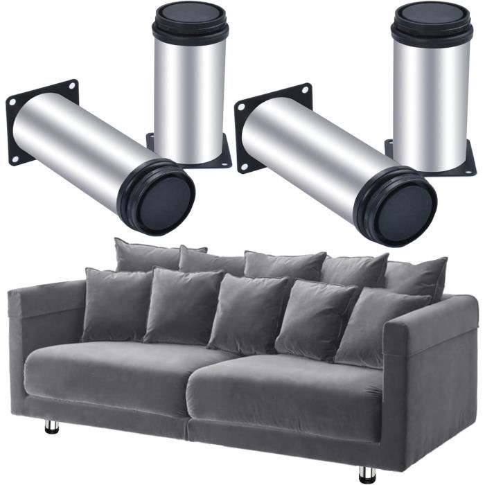 Pieds de meuble - Inox - Lot de 4 - Réglables - Diamètre 50mm - Hauteur 150mm
