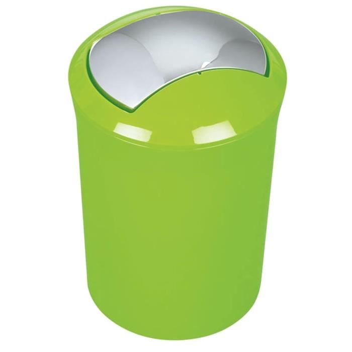 Poubelle De Salle De Bain Spirella Design Push Sydney 5 Litres - Couvercle Pivotant, Vert, Design Compact Et Hygiénique