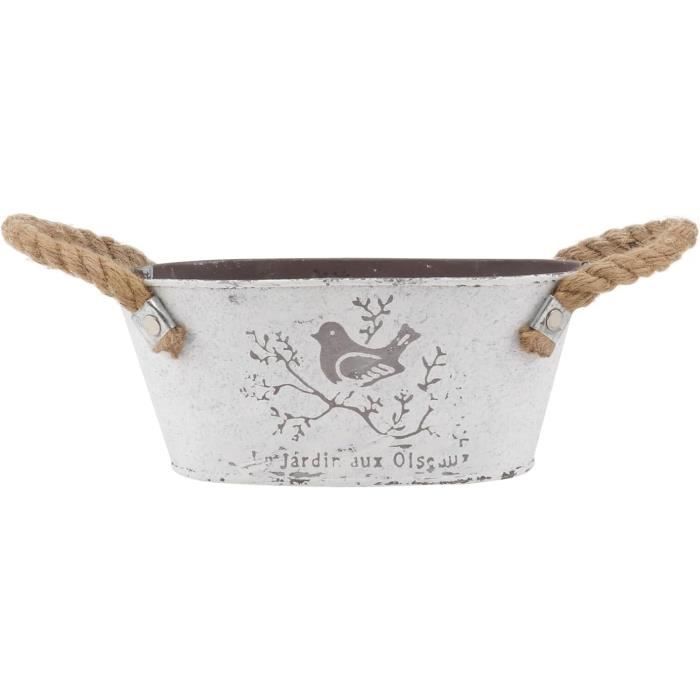 Com-four® Pot De Fleurs Vintage En Métal - Bidon De Lait - Jardinière Intérieur Extérieur - Gris/Noir