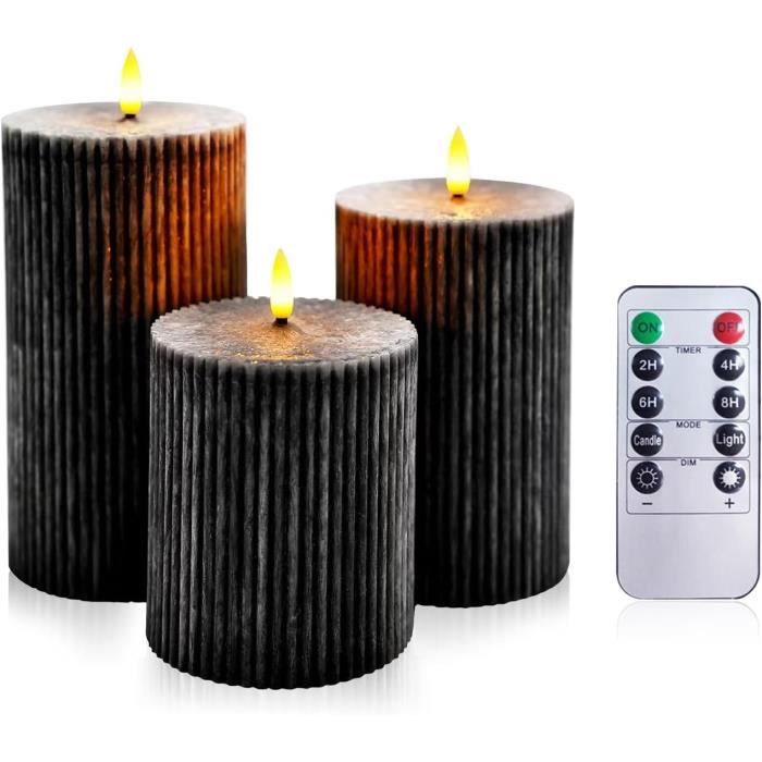 Bougies Noires Gothique LED avec Télécommande