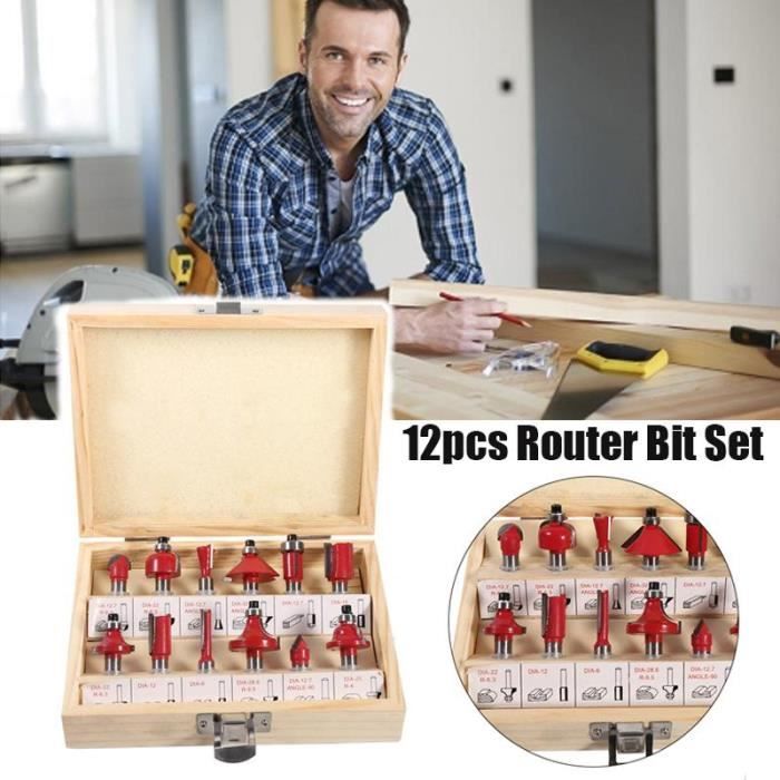 12 Fraises à défoncer mèches carbure pour défonceuse outils menuiserie 8mm noir