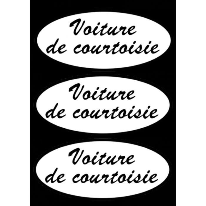Courtois Sticker 3 stickers de 20x9cm voiture de courtoisie autocollant 