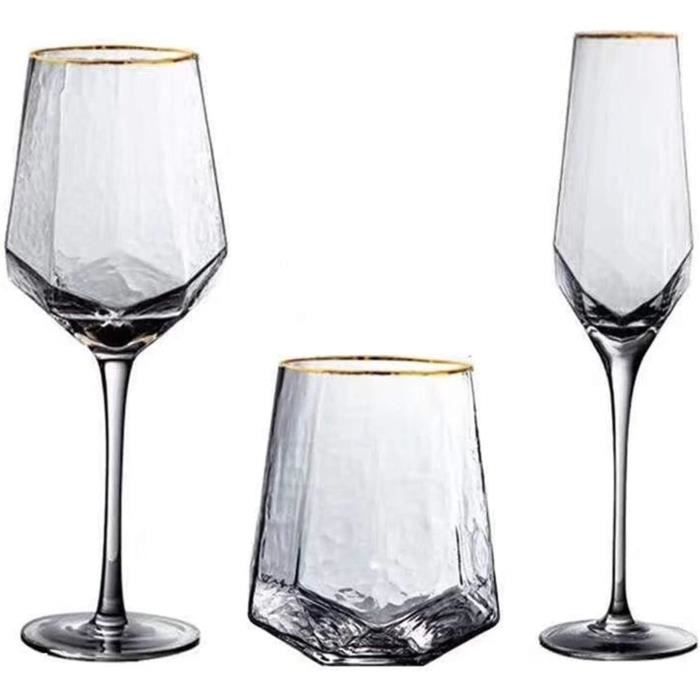 Lot de 2 flûtes à champagne à double paroi en verre cristal réutilisable vintage pour fête de