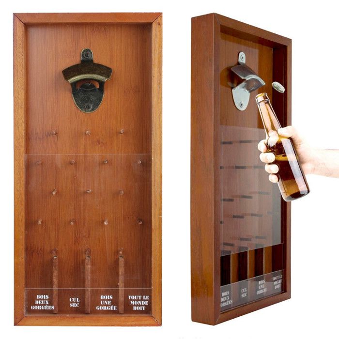 Mister Gadget Mg3144 Cadre Decapsuleur Jeu A Boire Bois Metal Et Plastique Marron Et Transparent H39 5 X 18 5 X 3 8 Cm Achat Vente Objet Decoration Murale Mister Gadget Mg3144 Cadre Dec Cdiscount