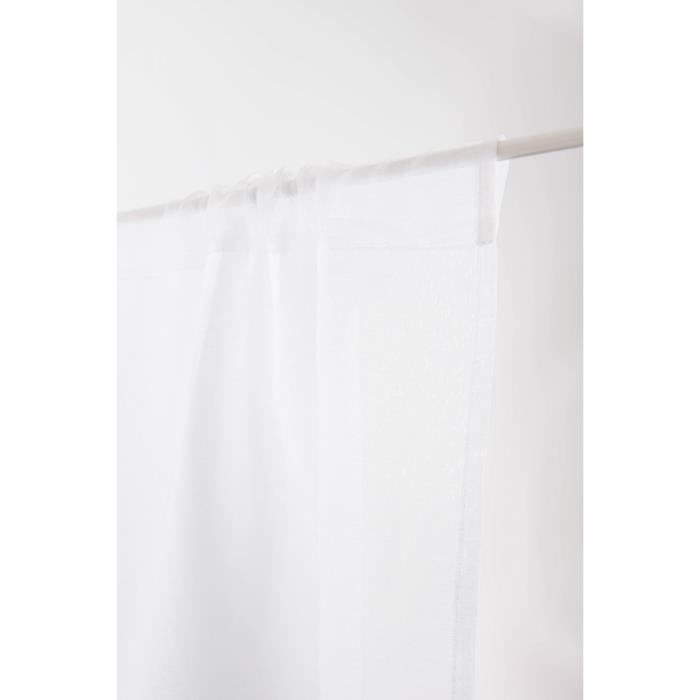 RideauDiscount Paire de Voilages Vitrages 60 x 160 cm Passe Tringle Trame Naturelle Blanc