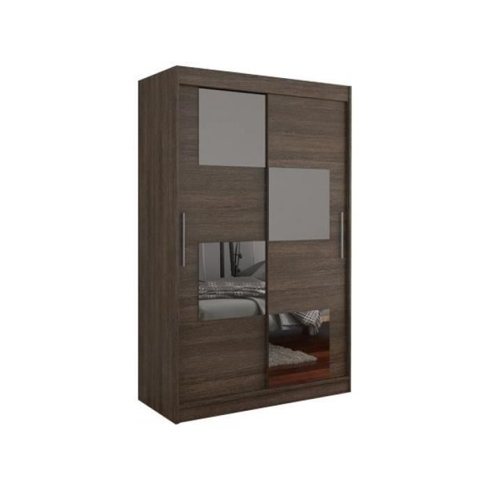 Armoire Design A 2 Portes Coulissantes 120 Cm Coloris Chocolat