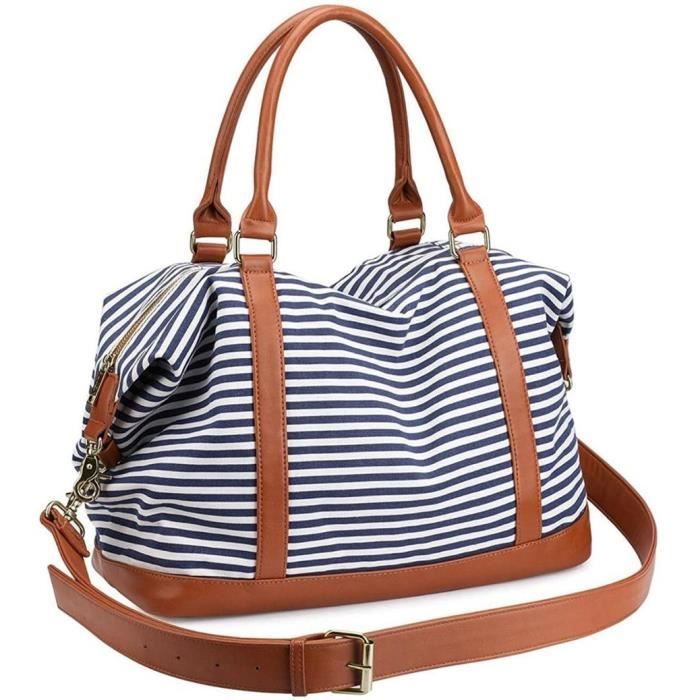 losmile femme sac de voyage toile holdall grand sac a main de week end voyage sac totes sac a bandouliere sacs portes main sacs a ma