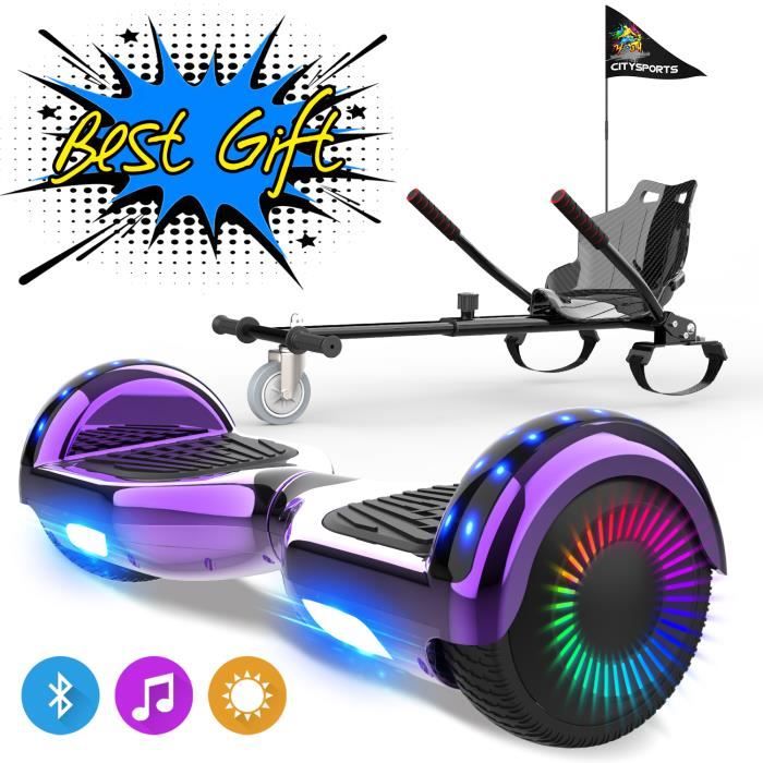 Hoverboard RCB noir 6.5 pouces avec siège ajustable et karting