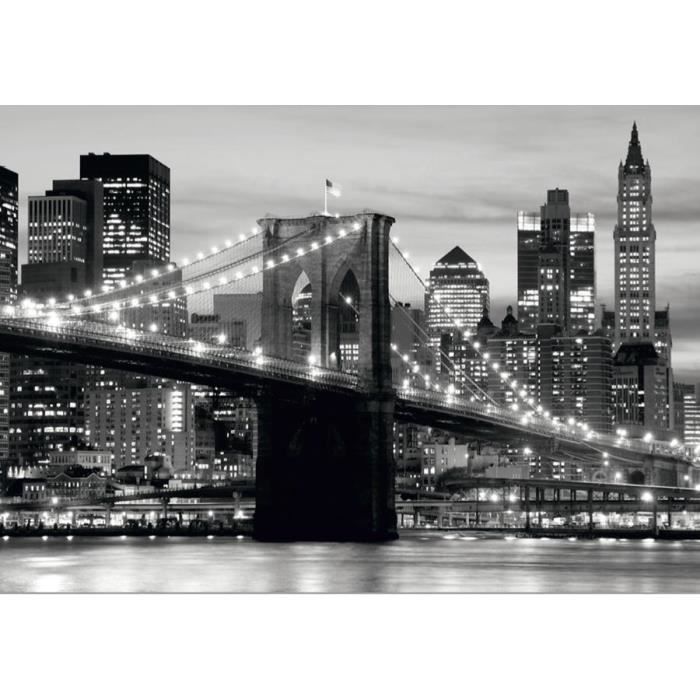 Papier Peint New York Brooklyn Bridge Noir Blanc 360x254 Cm