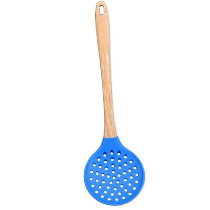 Cuillère à Riz En Silicone Avec Manche En Bois - Antiadhésive, Résistante à La Chaleur, Conception Autoportante