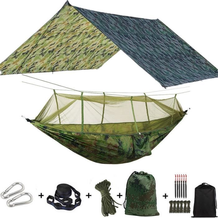 OTraki Hamac Camping 290x140cm Avec Moustiquaire Et Bâche - Capacité 200kg - Léger Et Portable