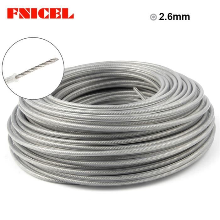 Câble métallique de 2.6mm, ligne de débroussailleuse à l'intérieur avec fil en acier, coupe brosse, en Nylon