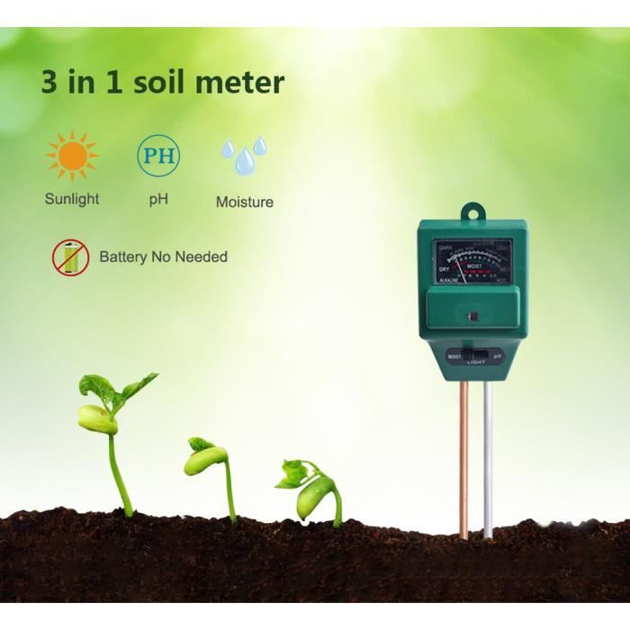 Testeur de PH du sol 3 en 1, testeur de PH de la lumière du soleil