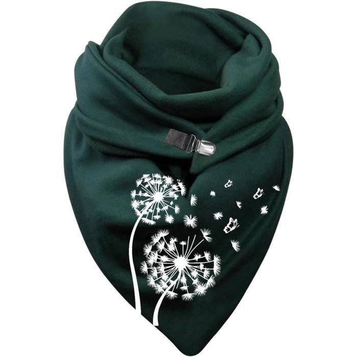 Écharpe Triangle Femme - Foulard Imprimé Avec Bouton - Polyester Doux, Chaud - Pour Toutes Saisons, Style Chic