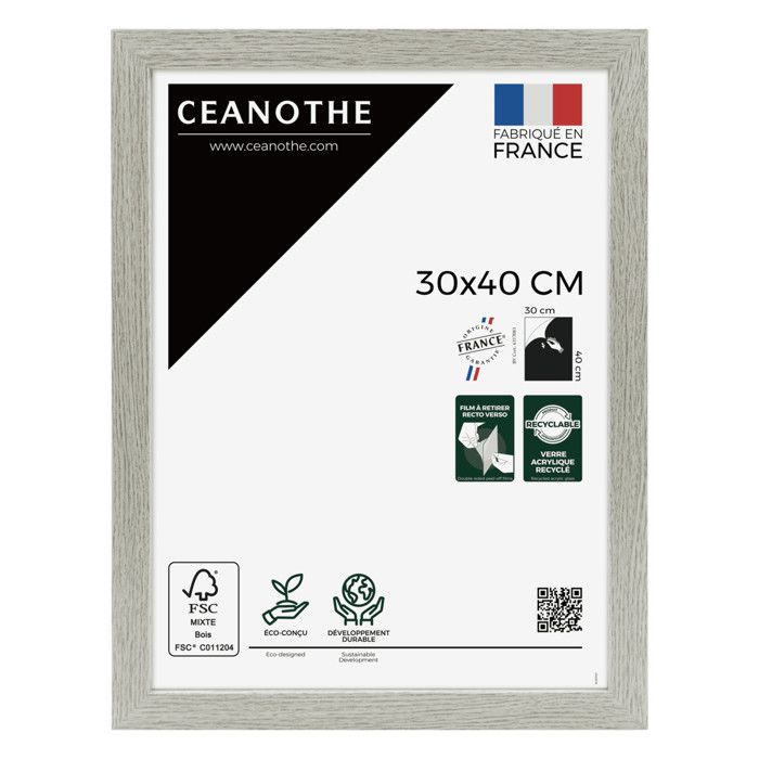 Cadre Photo H7 Chêne Avec Contour Rouge 50 X 40 Cm Taille De L'Image 40