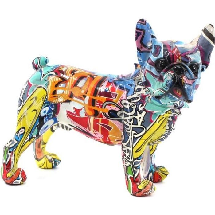Statue - Statuette - Figurine bouledogue français multicolore en résine 20 * 10 * 23cm figurine chien