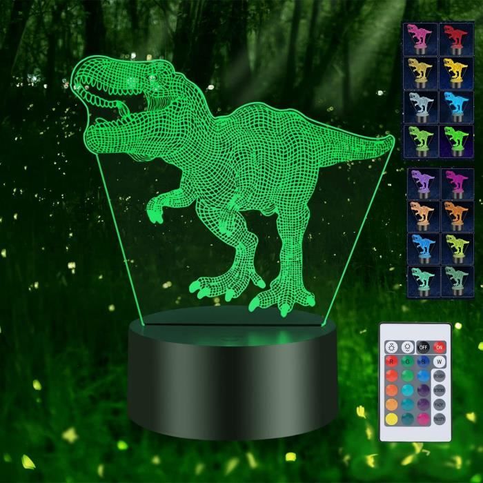 Lampe Oeuf Dinosaure 3D LED 16 Couleurs, Veilleuse Tactile Avec Télécommande USB - Enfant
