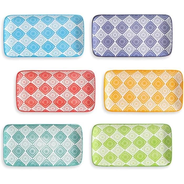 Lot De 5 Assiettes à Sauce En Céramique - Couleurs Assorties, 9.7x9.7 Cm, Pour Condiments Et Dips - 7