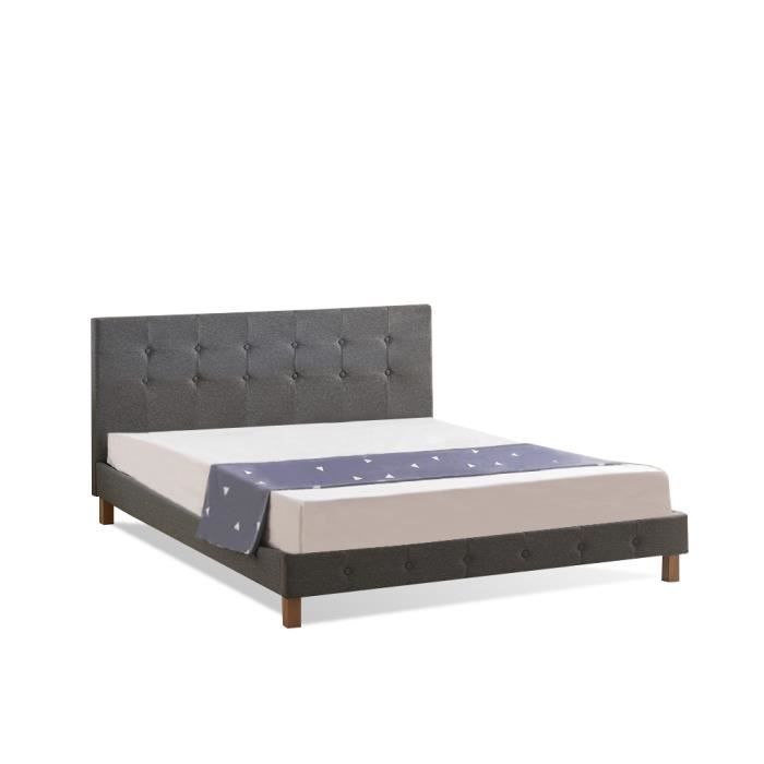 Lit scandinave gris avec sommier 140x200 cm - Alcove - DESIGNETSAMAISON Lit scandinave gris avec sommier 140x200 cm - Alcove - DESIGNETSAMAISON