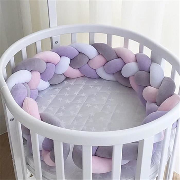 Efuture Tour De Lit Pare Chocs Lit De Bebe Nouveau Ne Noue Tresse En Peluche Creche Violet 1m Cdiscount Puericulture Eveil Bebe