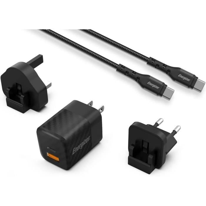 Energizer - Chargeur Rapide USB-A et USB-C 38W - Noir