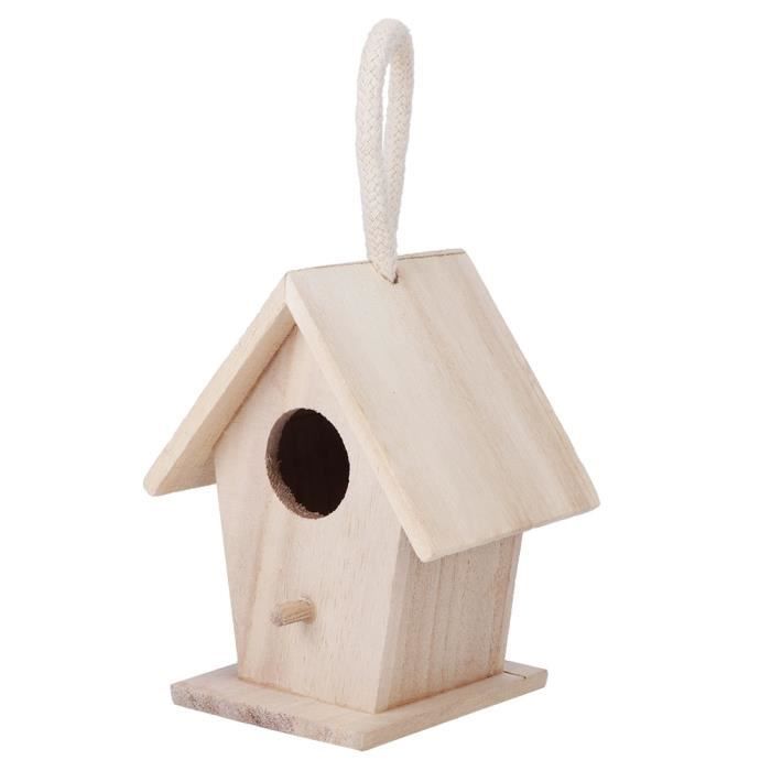 Nichoir à Oiseaux En Pin - 12x12x24 Cm, Toit 5 Cm, Suspension Facile - Pour Jardin, Balcon, Extérieur