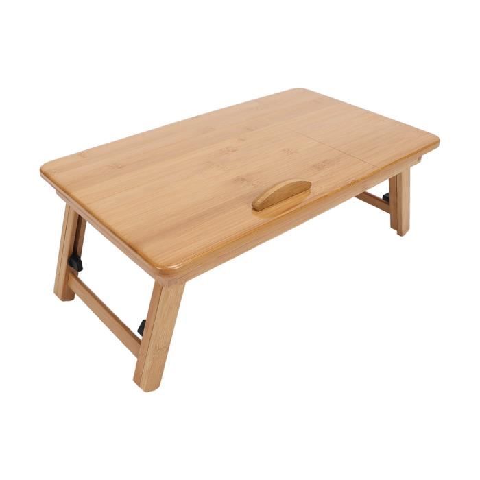 Plateau De Lit En Bambou Avec Pieds Pliables - Table Petit Déjeuner 50x30x26 Cm Facile D'Entretien