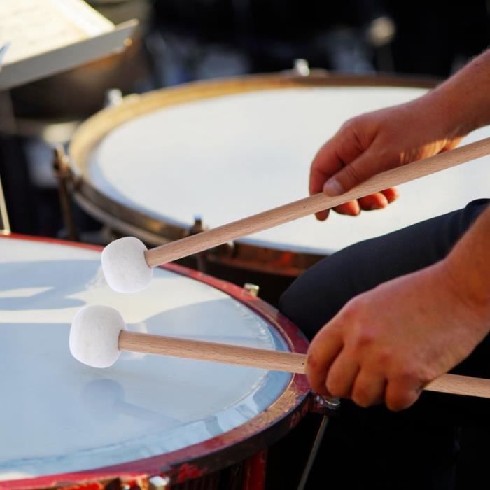 Maillet De Grosse Caisse (bass Drum Beater) Avec Tête En Feutre Doux - Manche En Bois Léger - Antidérapant - Pour Batteurs Professionnels Et étudiants
