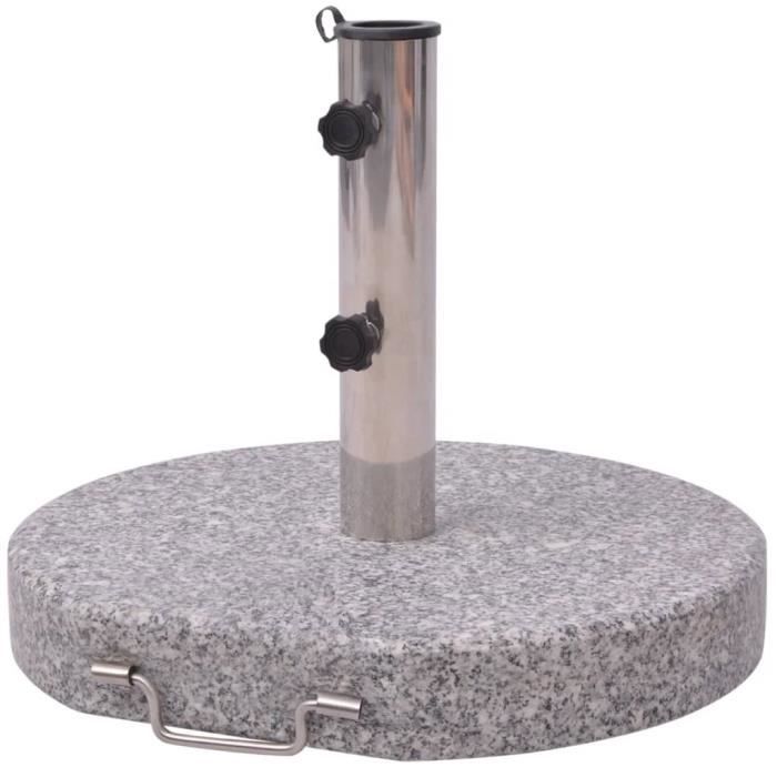 Pied de parasol - FYDUN - 30kg - Granit poli - Acier inoxydable - Adaptable jusquà 3m