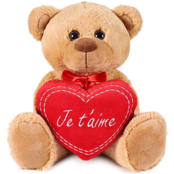 Comparer les prix de BRUBAKER Peluche Ours - Nounours - 35 cm - Brun - Cœur en Peluche 'Je T'aime' Inclus