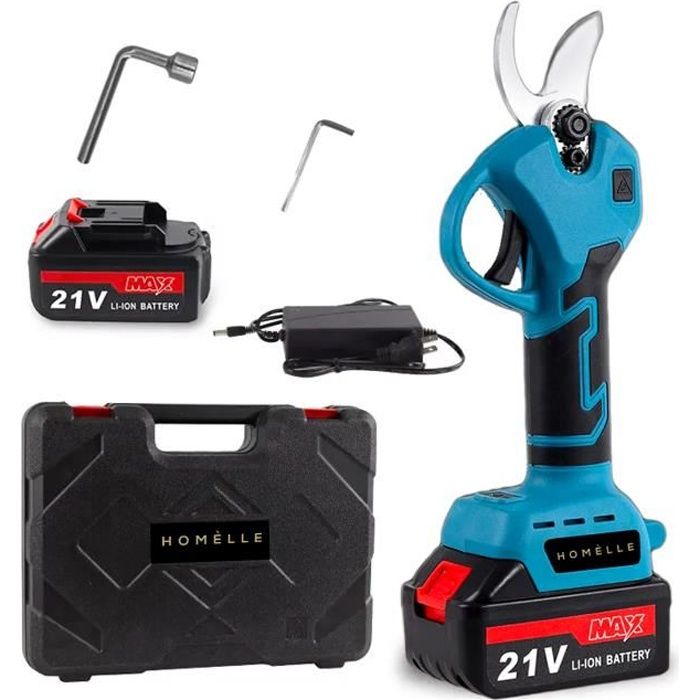 Secateur Electrique Avec 2 Batterie Sécateur Électrique Sans Fil Professionnel 21V Sécateur Rechargeable Chargeur De Prise De