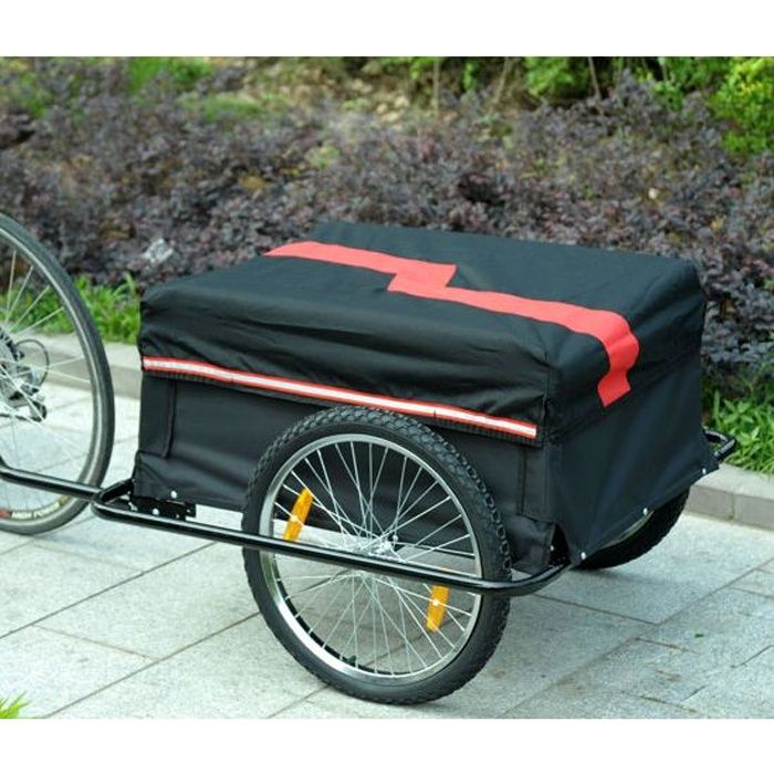 Remorque de transport vélo cargo pliable HOMCOM - Rouge/Noir